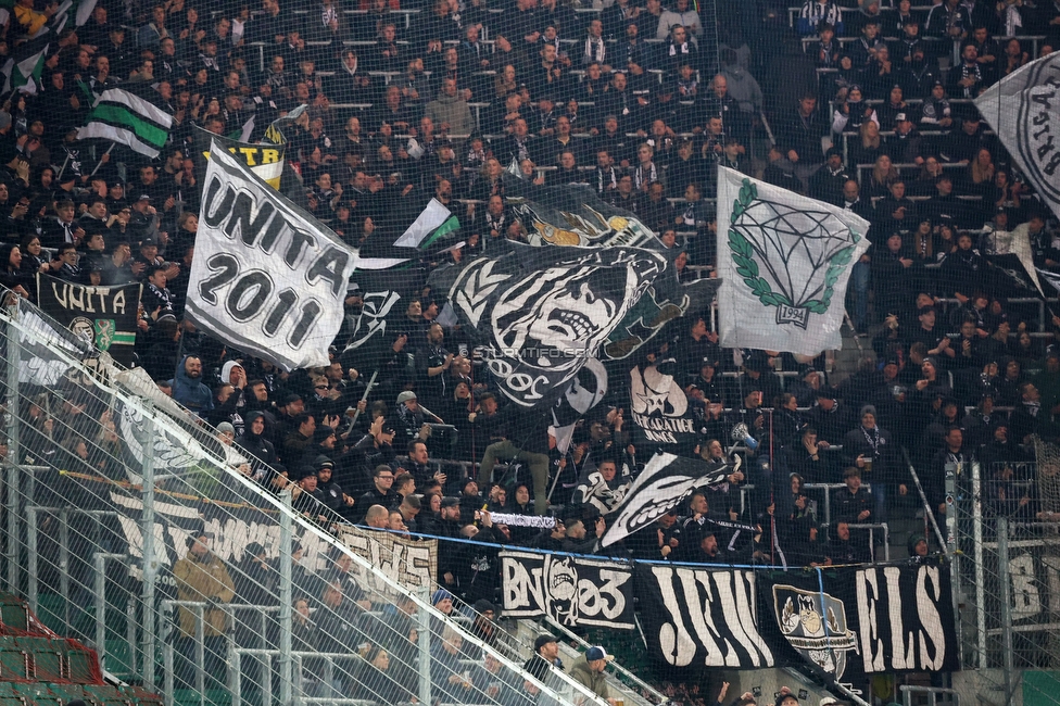 Rapid Wien - Sturm Graz
Oesterreichische Fussball Bundesliga, 28. Runde, SK Rapid Wien - SK Sturm Graz, Weststadion Wien, 24.04.2024. 

Foto zeigt Fans von Sturm
Schlüsselwörter: jewels