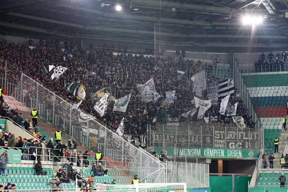 Rapid Wien - Sturm Graz
Oesterreichische Fussball Bundesliga, 28. Runde, SK Rapid Wien - SK Sturm Graz, Weststadion Wien, 24.04.2024. 

Foto zeigt Fans von Sturm
