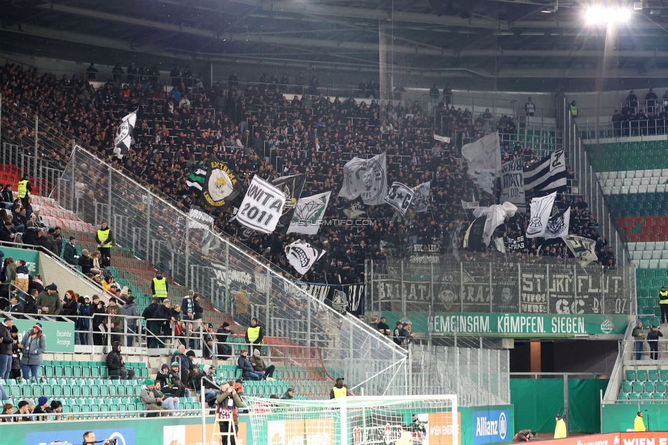 Rapid Wien - Sturm Graz
Oesterreichische Fussball Bundesliga, 28. Runde, SK Rapid Wien - SK Sturm Graz, Weststadion Wien, 24.04.2024. 

Foto zeigt Fans von Sturm
