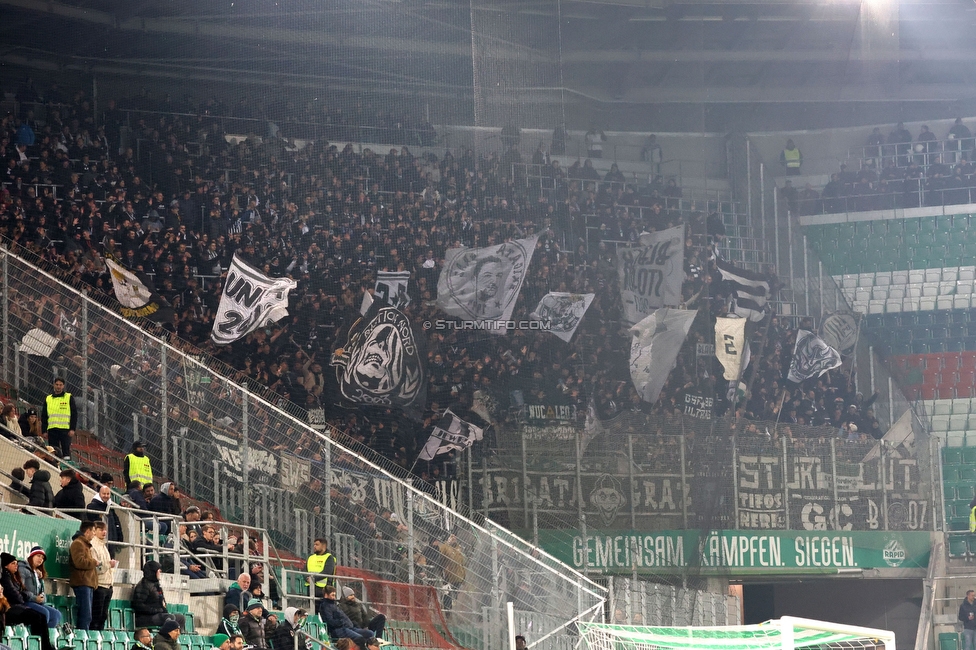 Rapid Wien - Sturm Graz
Oesterreichische Fussball Bundesliga, 28. Runde, SK Rapid Wien - SK Sturm Graz, Weststadion Wien, 24.04.2024. 

Foto zeigt Fans von Sturm
