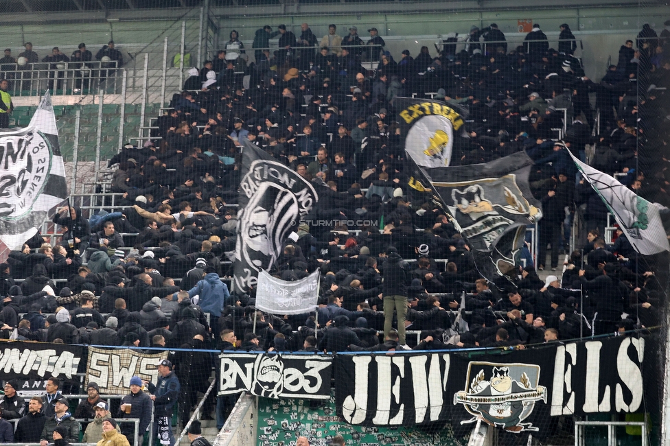 Rapid Wien - Sturm Graz
Oesterreichische Fussball Bundesliga, 28. Runde, SK Rapid Wien - SK Sturm Graz, Weststadion Wien, 24.04.2024. 

Foto zeigt Fans von Sturm
Schlüsselwörter: jewels