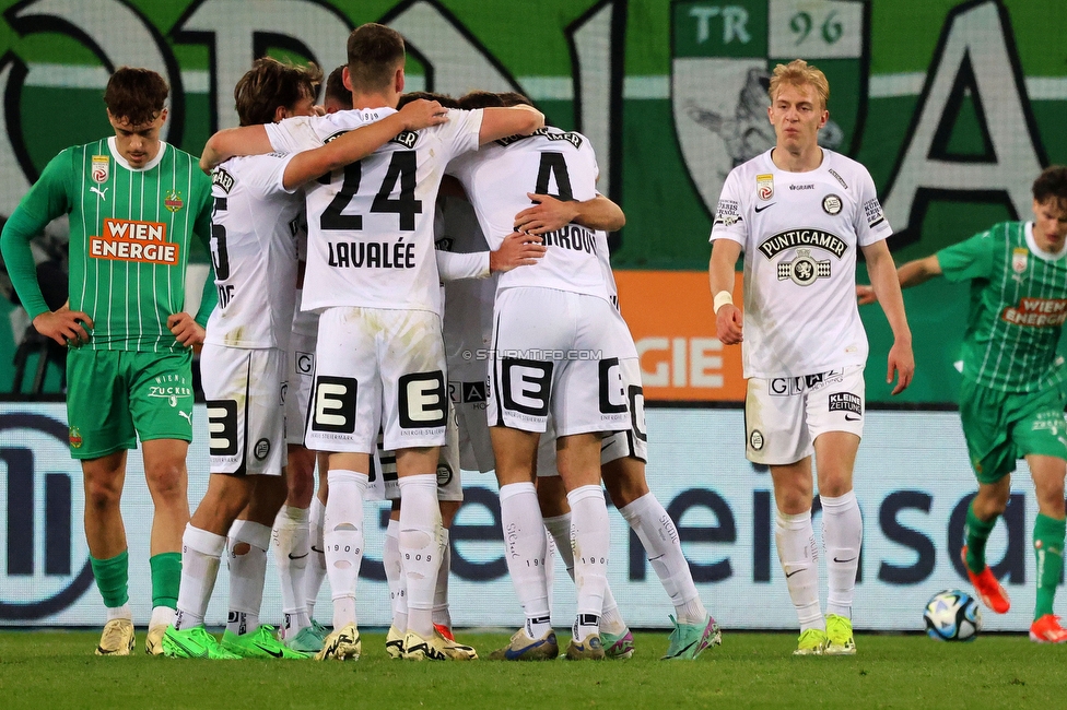 Rapid Wien - Sturm Graz
Oesterreichische Fussball Bundesliga, 28. Runde, SK Rapid Wien - SK Sturm Graz, Weststadion Wien, 24.04.2024. 

Foto zeigt die Mannschaft von Sturm
Schlüsselwörter: torjubel