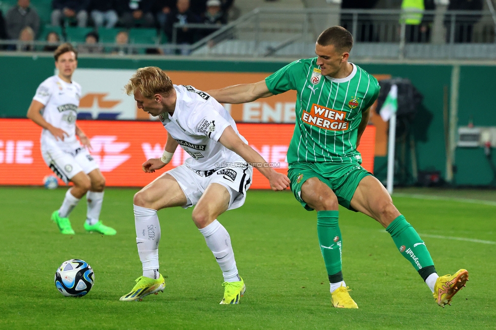 Rapid Wien - Sturm Graz
Oesterreichische Fussball Bundesliga, 28. Runde, SK Rapid Wien - SK Sturm Graz, Weststadion Wien, 24.04.2024. 

Foto zeigt Mika Biereth (Sturm)
