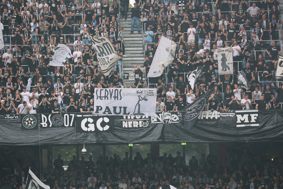 RB Salzburg - Sturm Graz
Oesterreichische Fussball Bundesliga, 29. Runde, FC RB Salzburg - SK Sturm Graz, Arena Wals-Siezenheim, 28.04.2024. 

Foto zeigt Fans von Sturm mit einem Spruchband
Schlüsselwörter: blackstorm