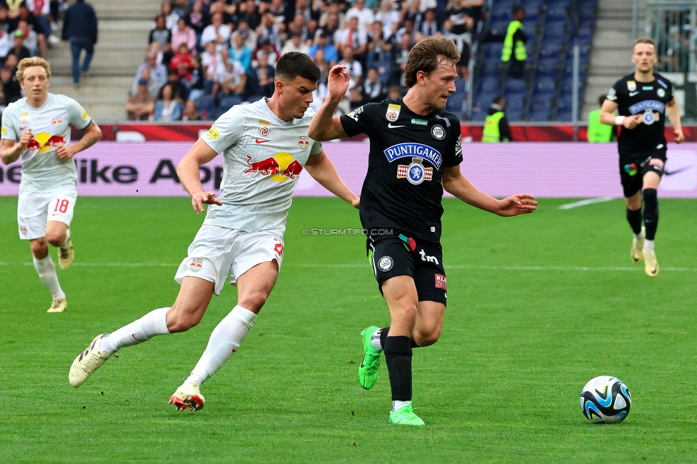 RB Salzburg - Sturm Graz
Oesterreichische Fussball Bundesliga, 29. Runde, FC RB Salzburg - SK Sturm Graz, Arena Wals-Siezenheim, 28.04.2024. 

Foto zeigt William Boeving (Sturm)
