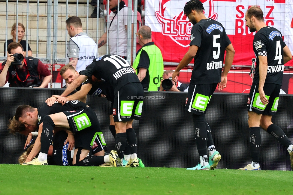 RB Salzburg - Sturm Graz
Oesterreichische Fussball Bundesliga, 29. Runde, FC RB Salzburg - SK Sturm Graz, Arena Wals-Siezenheim, 28.04.2024. 

Foto zeigt die Mannschaft von Sturm
Schlüsselwörter: torjubel