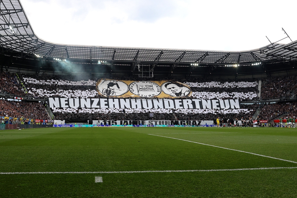 Sturm Graz - Rapid Wien
OEFB Cup, Finale, SK Sturm Graz - SK Rapid Wien, Woerthersee Stadion Klagenfurt, 01.05.2024. 

Foto zeigt Fans von Sturm mit einer Choreografie
