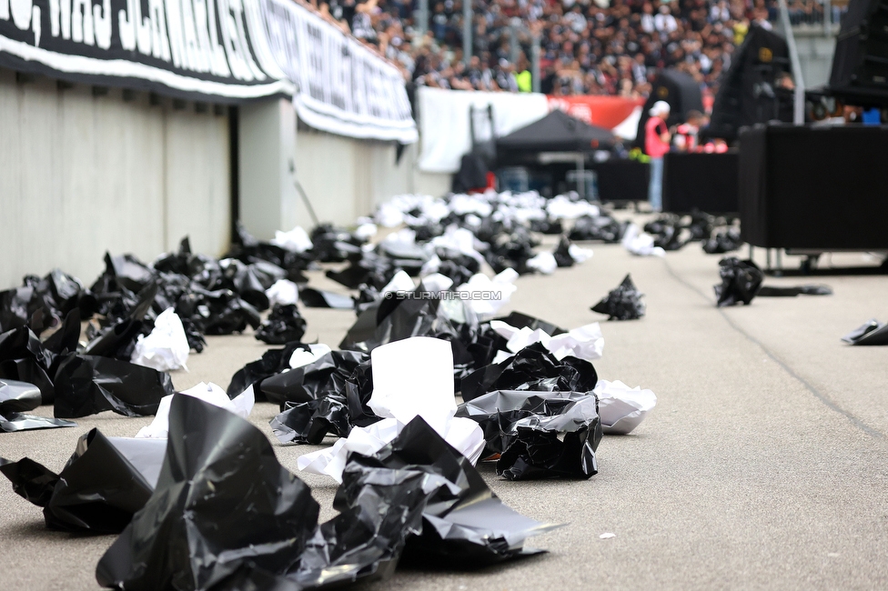 Sturm Graz - Rapid Wien
OEFB Cup, Finale, SK Sturm Graz - SK Rapid Wien, Woerthersee Stadion, 01.05.2024. 

Foto zeigt Zettel der Choreo
