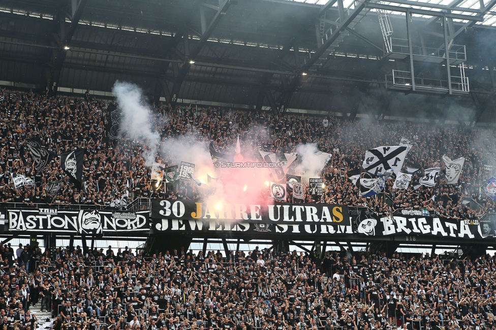 Sturm Graz - Rapid Wien
OEFB Cup, Finale, SK Sturm Graz - SK Rapid Wien, Woerthersee Stadion Klagenfurt, 01.05.2024. 

Foto zeigt Fans von Sturm
Schlüsselwörter: jewels pyrotechnik