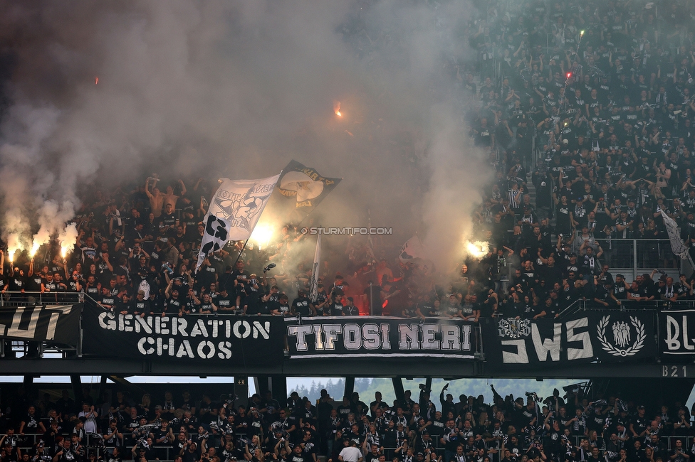 Sturm Graz - Rapid Wien
OEFB Cup, Finale, SK Sturm Graz - SK Rapid Wien, Woerthersee Stadion Klagenfurt, 01.05.2024. 

Foto zeigt Fans von Sturm
Schlüsselwörter: pyrotechnik tifosi