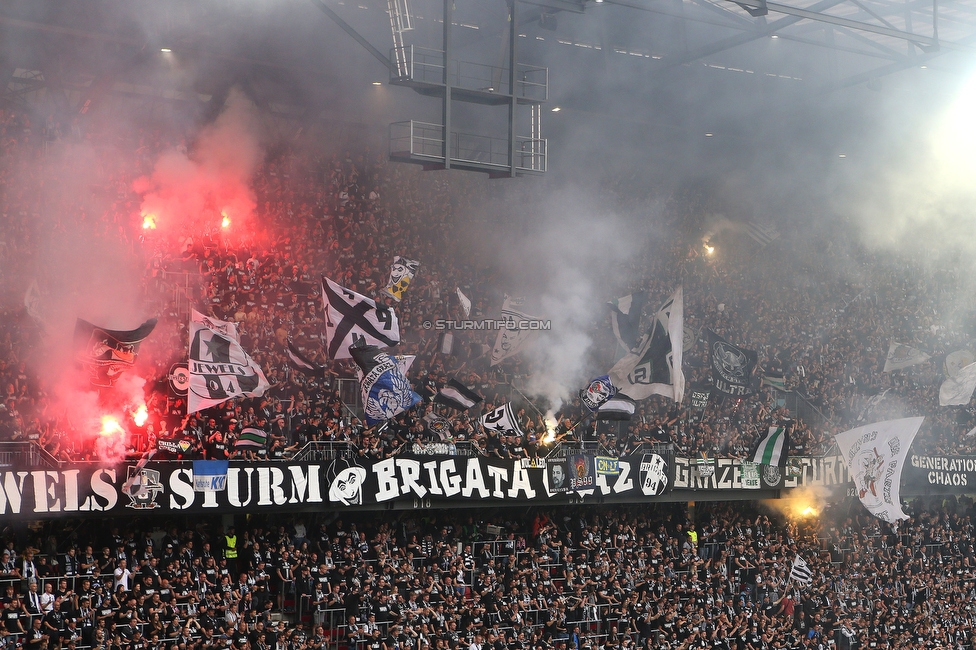 Sturm Graz - Rapid Wien
OEFB Cup, Finale, SK Sturm Graz - SK Rapid Wien, Woerthersee Stadion Klagenfurt, 01.05.2024. 

Foto zeigt Fans von Sturm
Schlüsselwörter: pyrotechnik