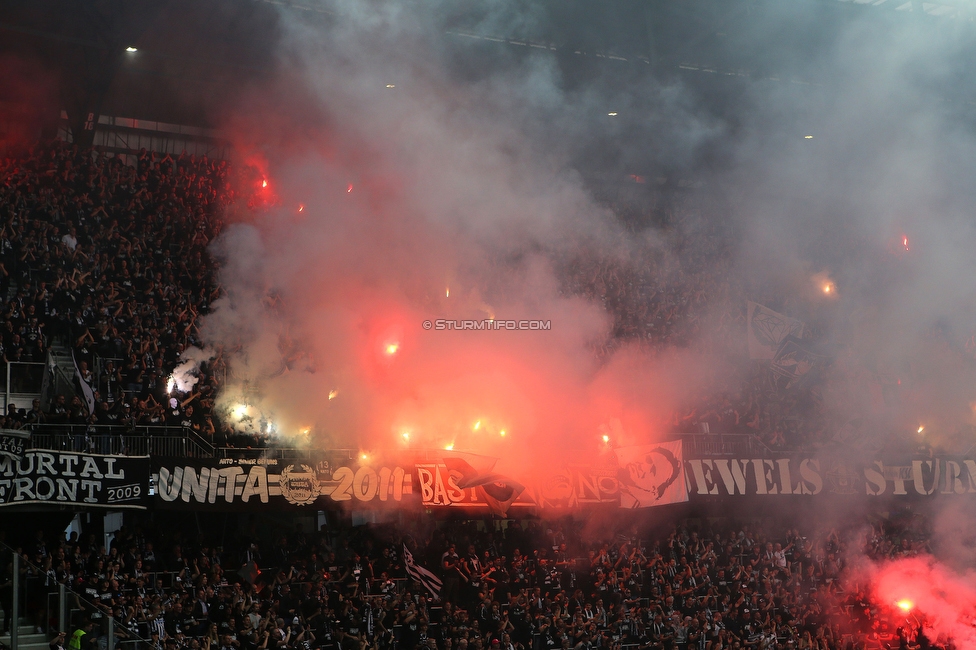 Sturm Graz - Rapid Wien
OEFB Cup, Finale, SK Sturm Graz - SK Rapid Wien, Woerthersee Stadion Klagenfurt, 01.05.2024. 

Foto zeigt Fans von Sturm
Schlüsselwörter: pyrotechnik