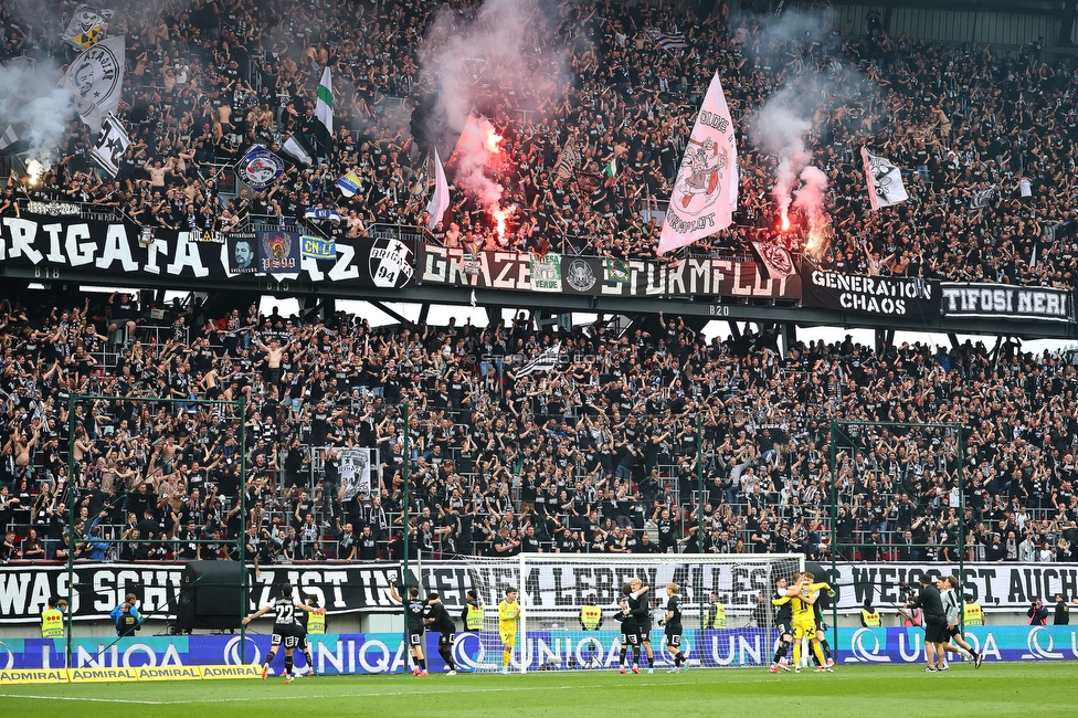 Sturm Graz - Rapid Wien
OEFB Cup, Finale, SK Sturm Graz - SK Rapid Wien, Woerthersee Stadion Klagenfurt, 01.05.2024. 

Foto zeigt Fans von Sturm
Schlüsselwörter: torjubel