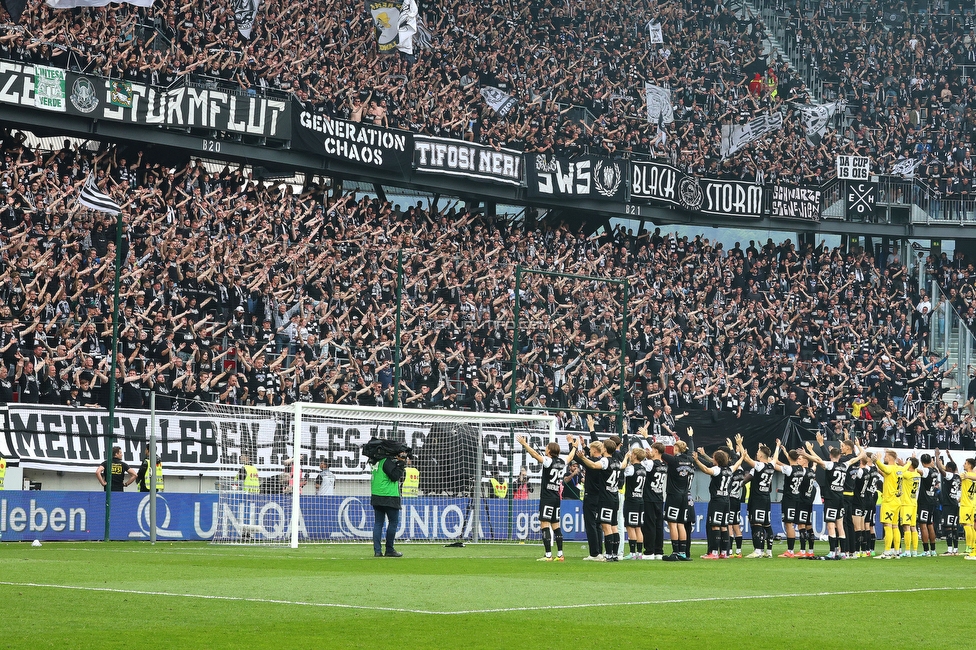 Sturm Graz - Rapid Wien
OEFB Cup, Finale, SK Sturm Graz - SK Rapid Wien, Woerthersee Stadion Klagenfurt, 01.05.2024. 

Foto zeigt Fans von Sturm und die Mannschaft von Sturm
