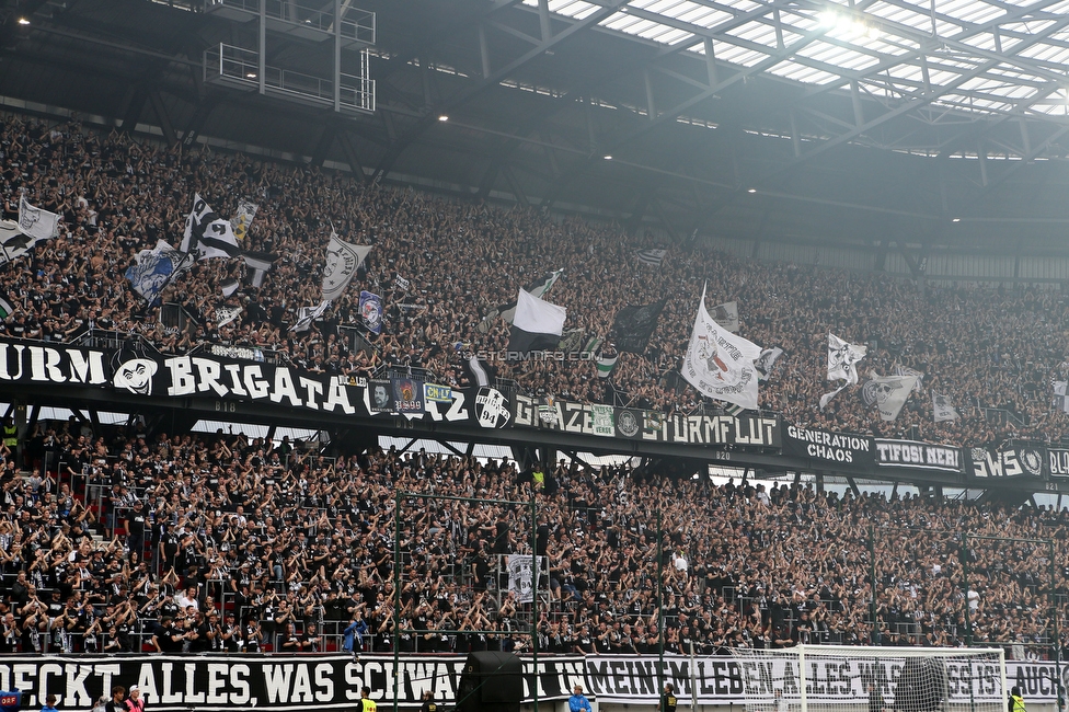 Sturm Graz - Rapid Wien
OEFB Cup, Finale, SK Sturm Graz - SK Rapid Wien, Woerthersee Stadion Klagenfurt, 01.05.2024. 

Foto zeigt Fans von Sturm
