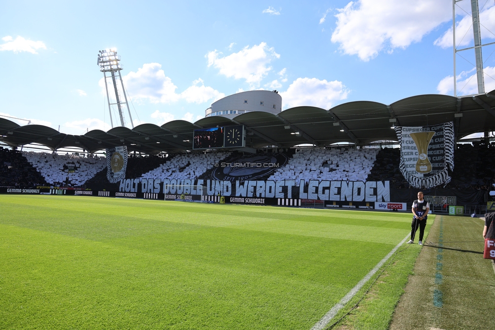 Sturm Graz - Austria Klagenfurt
Oesterreichische Fussball Bundesliga, 32. Runde, SK Sturm Graz - SK Austria Klagenfurt, Stadion Liebenau Graz, 19.05.2024. 

Foto zeigt Fans von Sturm mit einer Choreografie
