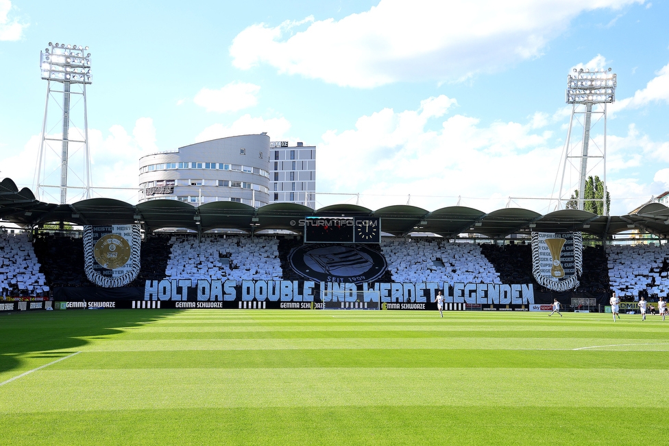 Sturm Graz - Austria Klagenfurt
Oesterreichische Fussball Bundesliga, 32. Runde, SK Sturm Graz - SK Austria Klagenfurt, Stadion Liebenau Graz, 19.05.2024. 

Foto zeigt Fans von Sturm mit einer Choreografie
