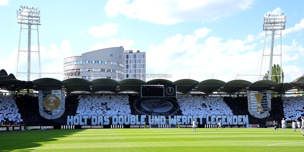 Sturm Graz - Austria Klagenfurt
Oesterreichische Fussball Bundesliga, 32. Runde, SK Sturm Graz - SK Austria Klagenfurt, Stadion Liebenau Graz, 19.05.2024. 

Foto zeigt Fans von Sturm mit einer Choreografie
