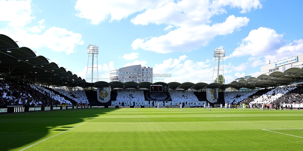 Sturm Graz - Austria Klagenfurt
Oesterreichische Fussball Bundesliga, 32. Runde, SK Sturm Graz - SK Austria Klagenfurt, Stadion Liebenau Graz, 19.05.2024. 

Foto zeigt Fans von Sturm mit einer Choreografie
