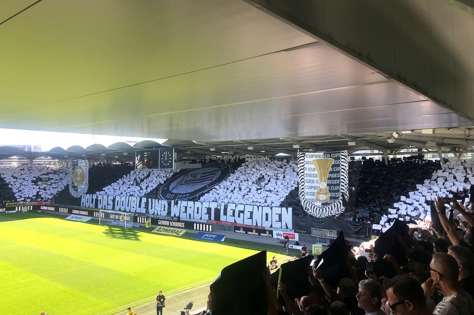 Sturm Graz - Austria Klagenfurt
Oesterreichische Fussball Bundesliga, 32. Runde, SK Sturm Graz - SK Austria Klagenfurt, Stadion Liebenau Graz, 19.05.2024. 

Foto zeigt Fans von Sturm mit einer Choreografie

