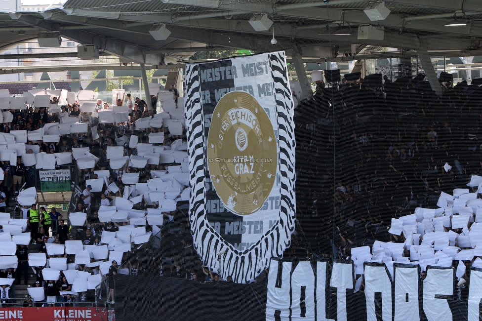Sturm Graz - Austria Klagenfurt
Oesterreichische Fussball Bundesliga, 32. Runde, SK Sturm Graz - SK Austria Klagenfurt, Stadion Liebenau Graz, 19.05.2024. 

Foto zeigt Fans von Sturm mit einer Choreografie
