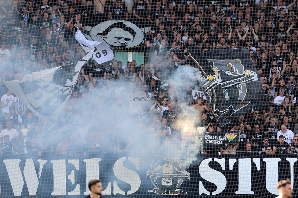 Sturm Graz - Austria Klagenfurt
Oesterreichische Fussball Bundesliga, 32. Runde, SK Sturm Graz - SK Austria Klagenfurt, Stadion Liebenau Graz, 19.05.2024. 

Foto zeigt Fans von Sturm
Schlüsselwörter: pyrotechnik jewels