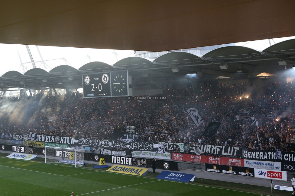 Sturm Graz - Austria Klagenfurt
Oesterreichische Fussball Bundesliga, 32. Runde, SK Sturm Graz - SK Austria Klagenfurt, Stadion Liebenau Graz, 19.05.2024. 

Foto zeigt Fans von Sturm mit einem Spruchband
Schlüsselwörter: pyrotechnik