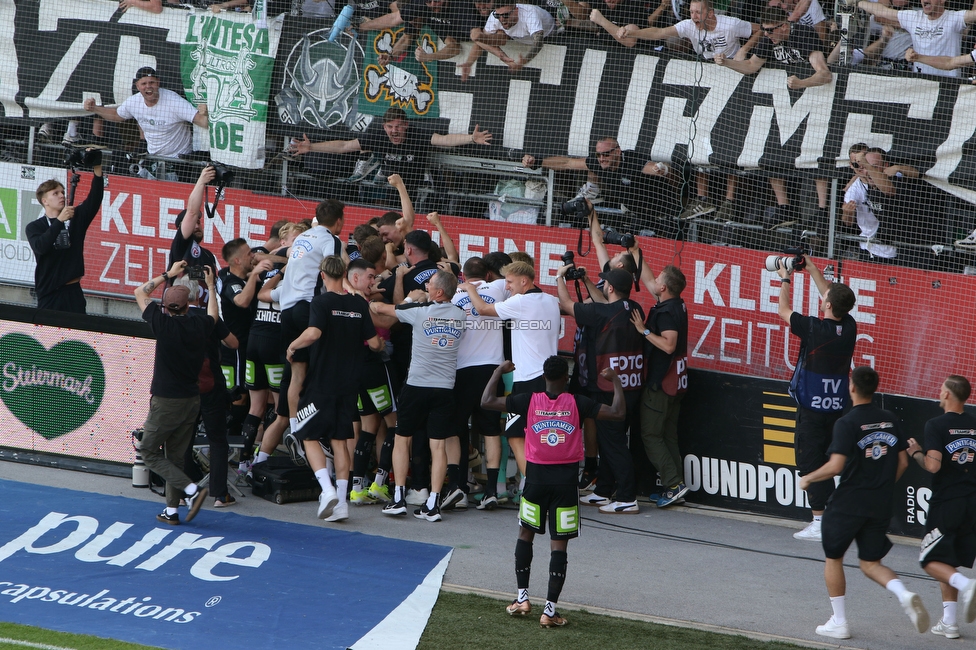 Sturm Graz - Austria Klagenfurt
Oesterreichische Fussball Bundesliga, 32. Runde, SK Sturm Graz - SK Austria Klagenfurt, Stadion Liebenau Graz, 19.05.2024. 

Foto zeigt Gregory Wuethrich (Sturm) und die Mannschaft von Sturm
Schlüsselwörter: torjubel