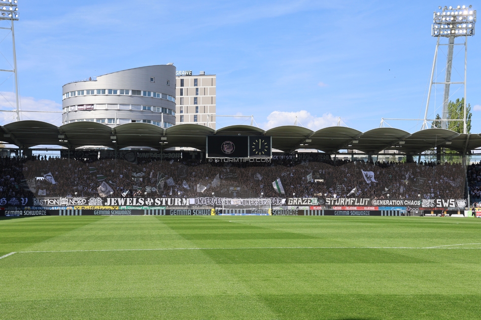 Sturm Graz - Blau-Weiss Linz
Oesterreichische Fussball Bundesliga, 26. Runde, SK Sturm Graz - FC Blau-Weiss Linz, Stadion Liebenau Graz, 20.04.2025. 

Foto zeigt Fans von Sturm
