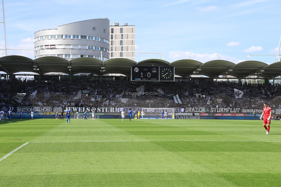 Sturm Graz - Blau-Weiss Linz
Oesterreichische Fussball Bundesliga, 26. Runde, SK Sturm Graz - FC Blau-Weiss Linz, Stadion Liebenau Graz, 20.04.2025. 

Foto zeigt Fans von Sturm
Schlüsselwörter: schals