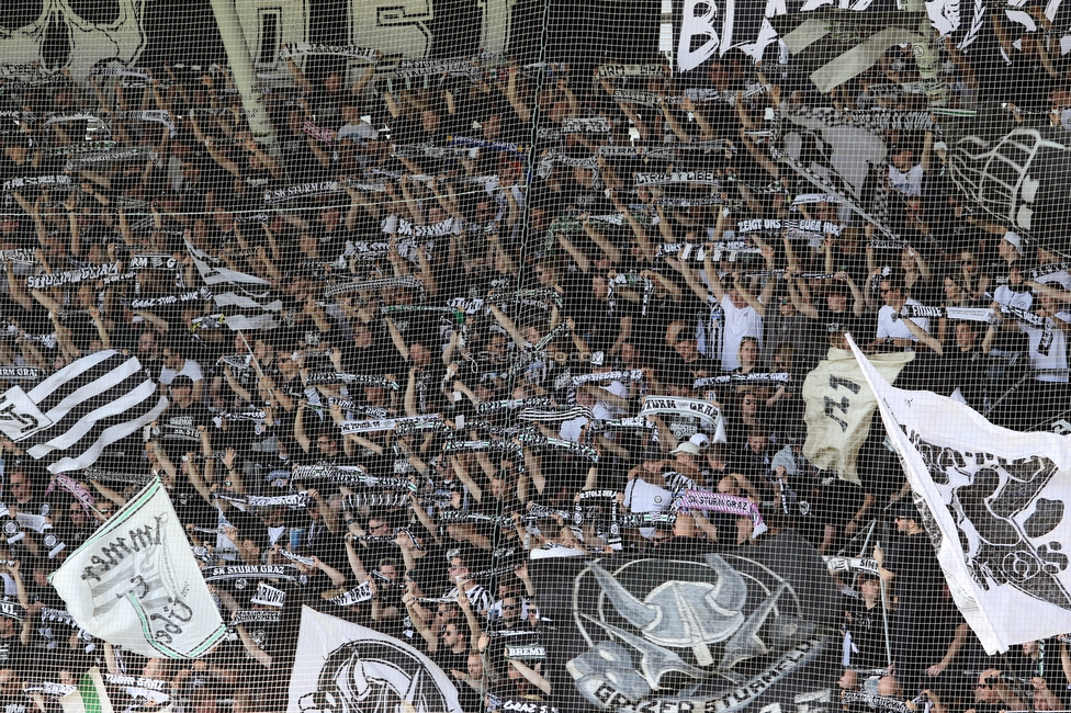 Sturm Graz - Blau-Weiss Linz
Oesterreichische Fussball Bundesliga, 26. Runde, SK Sturm Graz - FC Blau-Weiss Linz, Stadion Liebenau Graz, 20.04.2025. 

Foto zeigt Fans von Sturm
Schlüsselwörter: schals