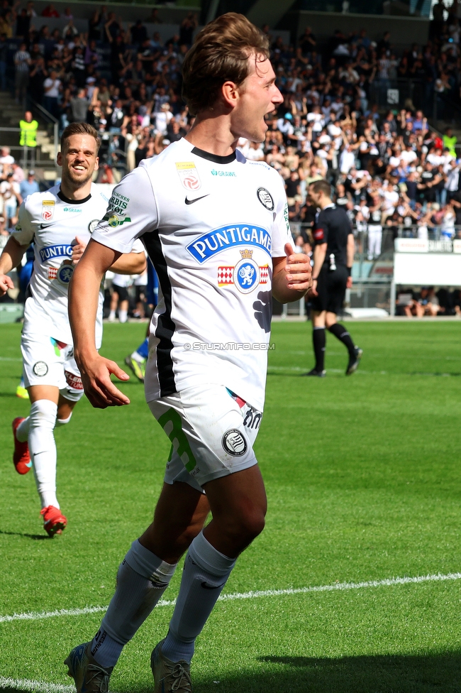 Sturm Graz - Blau-Weiss Linz
Oesterreichische Fussball Bundesliga, 26. Runde, SK Sturm Graz - FC Blau-Weiss Linz, Stadion Liebenau Graz, 20.04.2025. 

Foto zeigt William Boeving (Sturm)
Schlüsselwörter: torjubel
