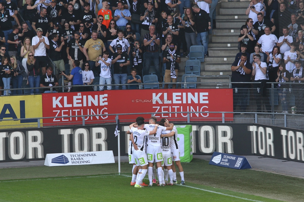 Sturm Graz - Blau-Weiss Linz
Oesterreichische Fussball Bundesliga, 26. Runde, SK Sturm Graz - FC Blau-Weiss Linz, Stadion Liebenau Graz, 20.04.2025. 

Foto zeigt William Boeving (Sturm)
Schlüsselwörter: torjubel