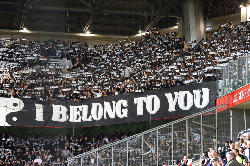 Austria Wien - Sturm Graz
Oesterreichische Fussball Bundesliga, 27. Runde, FK Austria Wien - SK Sturm Graz, Generali Arena Wien, 23.04.2025. 

Foto zeigt Fans von Sturm
