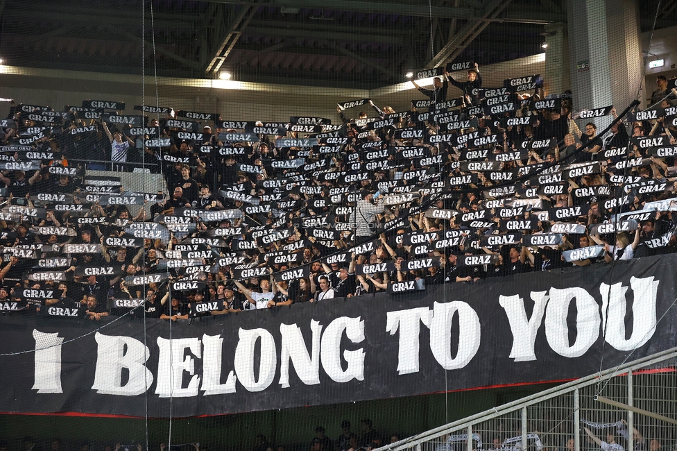 Austria Wien - Sturm Graz
Oesterreichische Fussball Bundesliga, 27. Runde, FK Austria Wien - SK Sturm Graz, Generali Arena Wien, 23.04.2025. 

Foto zeigt Fans von Sturm
