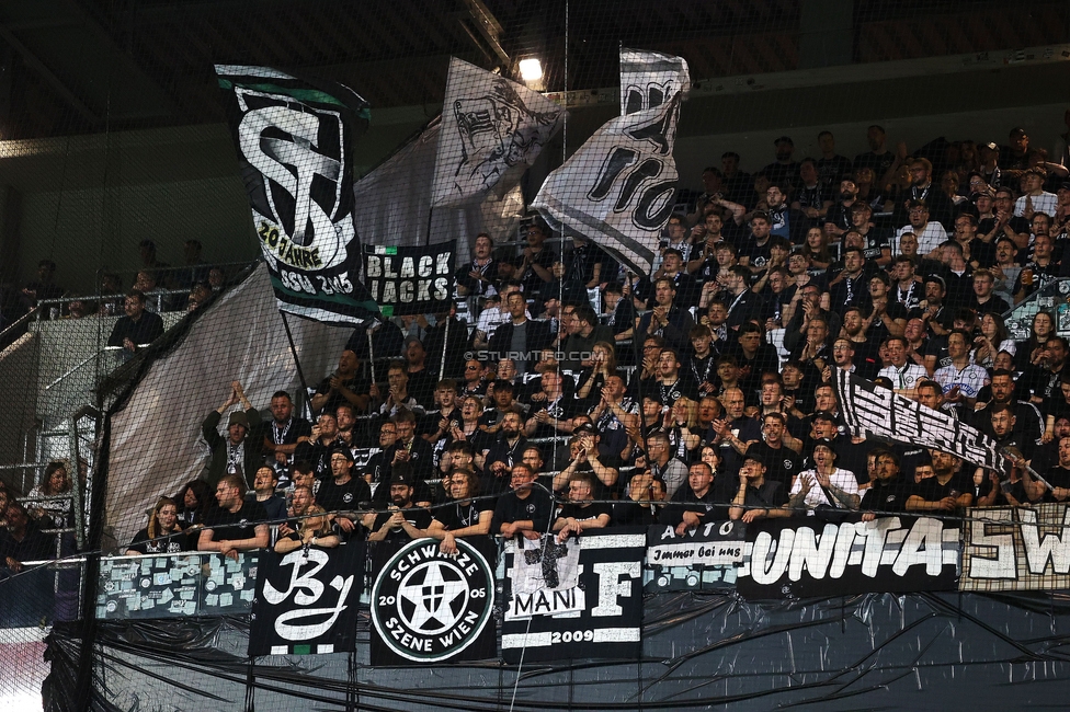 Austria Wien - Sturm Graz
Oesterreichische Fussball Bundesliga, 27. Runde, FK Austria Wien - SK Sturm Graz, Generali Arena Wien, 23.04.2025. 

Foto zeigt Fans von Sturm
