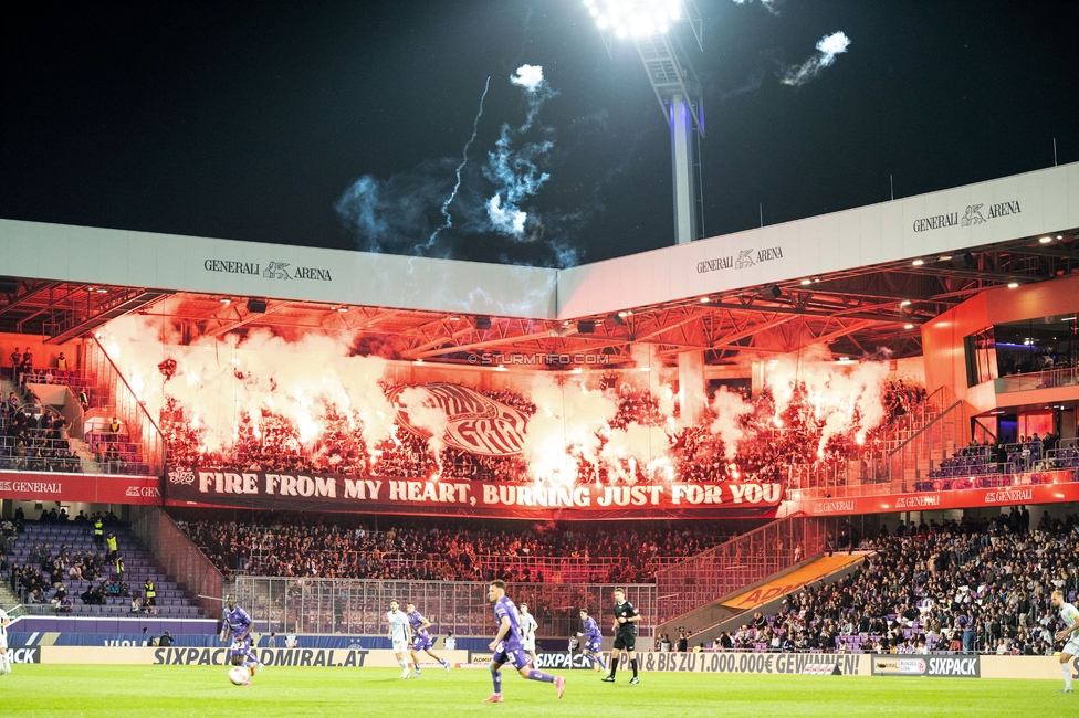 Austria Wien - Sturm Graz
Oesterreichische Fussball Bundesliga, 27. Runde, FK Austria Wien - SK Sturm Graz, Generali Arena Wien, 23.04.2025. 

Foto zeigt Fans von Sturm mit Pyrotechnik
