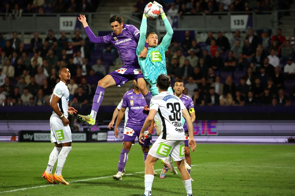 Austria Wien - Sturm Graz
Oesterreichische Fussball Bundesliga, 27. Runde, FK Austria Wien - SK Sturm Graz, Generali Arena Wien, 23.04.2025. 

Foto zeigt Kjell Scherpen (Sturm)

