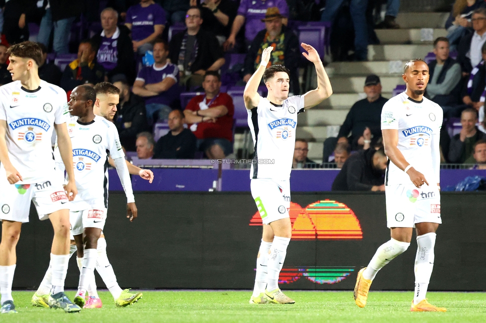 Austria Wien - Sturm Graz
Oesterreichische Fussball Bundesliga, 27. Runde, FK Austria Wien - SK Sturm Graz, Generali Arena Wien, 23.04.2025. 

Foto zeigt Max Johnston (Sturm)
