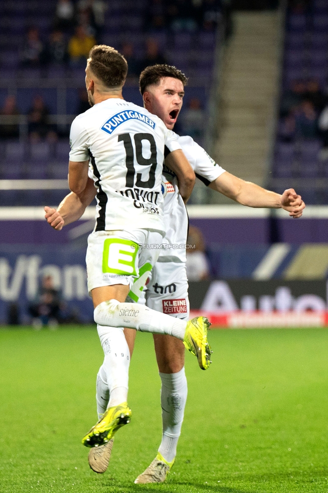 Austria Wien - Sturm Graz
Oesterreichische Fussball Bundesliga, 27. Runde, FK Austria Wien - SK Sturm Graz, Generali Arena Wien, 23.04.2025. 

Foto zeigt Tomi Horvat (Sturm) und Max Johnston (Sturm)
