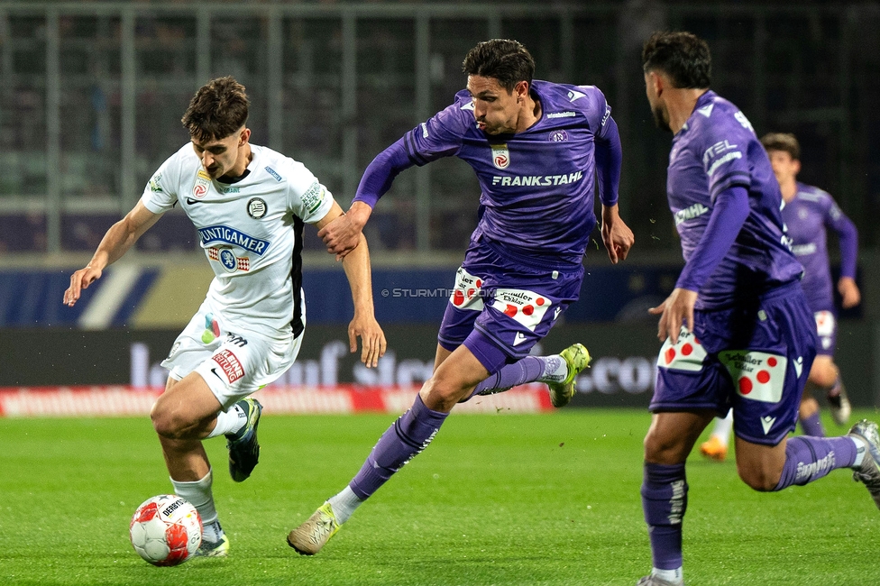 Austria Wien - Sturm Graz
Oesterreichische Fussball Bundesliga, 27. Runde, FK Austria Wien - SK Sturm Graz, Generali Arena Wien, 23.04.2025. 

Foto zeigt Max Johnston (Sturm)

