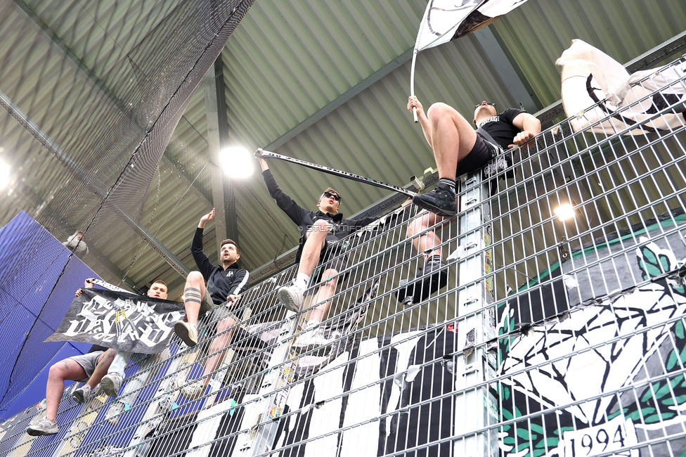 BW Linz - Sturm Graz
Oesterreichische Fussball Bundesliga, 29. Runde, Blau-Weiss Linz - SK Sturm Graz, Hofmann Personal Stadion Linz, 04.05.2025. 

Foto zeigt Fans von Sturm
