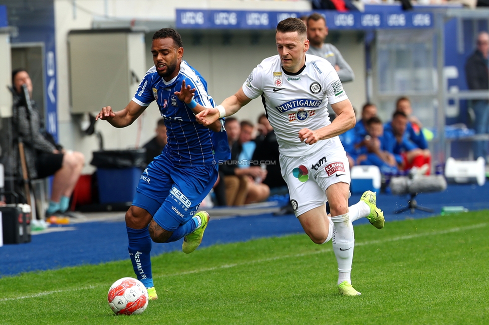 BW Linz - Sturm Graz
Oesterreichische Fussball Bundesliga, 29. Runde, Blau-Weiss Linz - SK Sturm Graz, Hofmann Personal Stadion Linz, 04.05.2025. 

Foto zeigt Dimitri Lavalee (Sturm)
