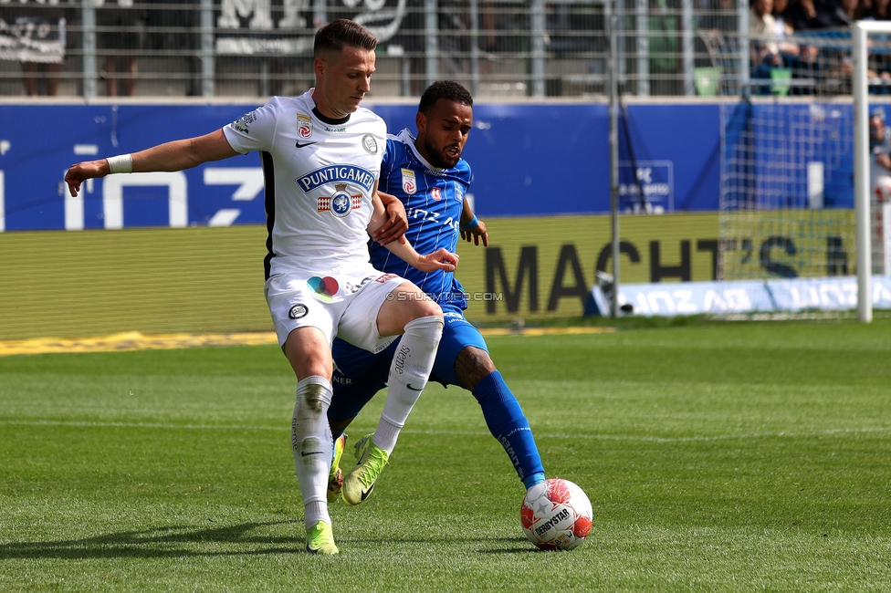 BW Linz - Sturm Graz
Oesterreichische Fussball Bundesliga, 29. Runde, Blau-Weiss Linz - SK Sturm Graz, Hofmann Personal Stadion Linz, 04.05.2025. 

Foto zeigt Dimitri Lavalee (Sturm)
