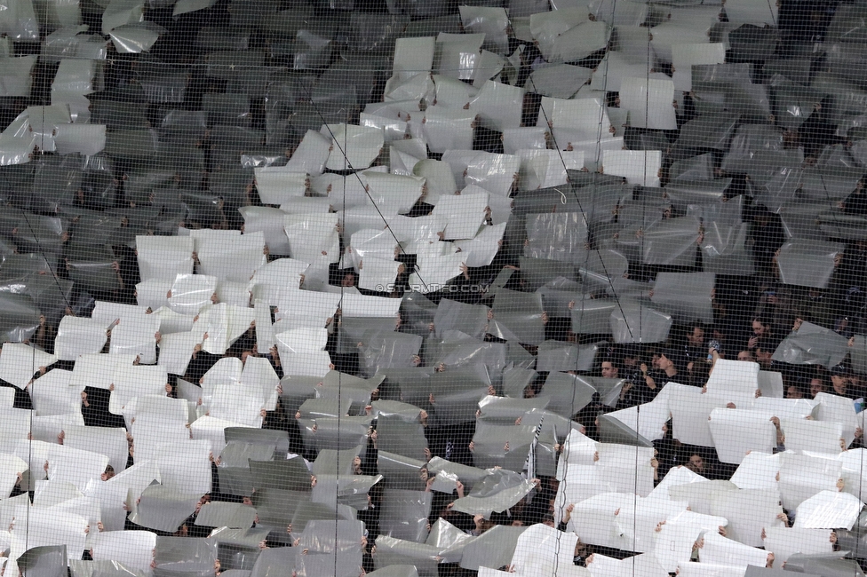 Sturm Graz - RB Salzburg
Oesterreichische Fussball Bundesliga, 30. Runde, SK Sturm Graz - FC RB Salzburg, Stadion Liebenau Graz, 09.05.2025. 

Foto zeigt Fans von Sturm mit einer Choreografie
