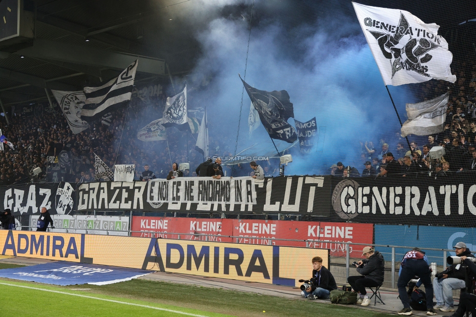 Sturm Graz - RB Salzburg
Oesterreichische Fussball Bundesliga, 30. Runde, SK Sturm Graz - FC RB Salzburg, Stadion Liebenau Graz, 09.05.2025. 

Foto zeigt Fans von Sturm mit einer Choreografie
Schlüsselwörter: sturmflut pisa