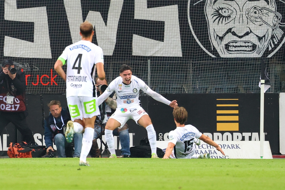 Sturm Graz - RB Salzburg
Oesterreichische Fussball Bundesliga, 30. Runde, SK Sturm Graz - FC RB Salzburg, Stadion Liebenau Graz, 09.05.2025. 

Foto zeigt William Boeving (Sturm)
Schlüsselwörter: torjubel