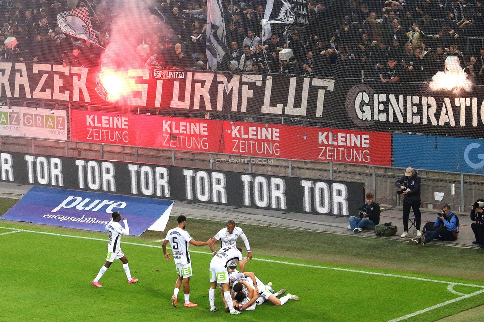 Sturm Graz - RB Salzburg
Oesterreichische Fussball Bundesliga, 30. Runde, SK Sturm Graz - FC RB Salzburg, Stadion Liebenau Graz, 09.05.2025. 

Foto zeigt Gregory Wuethrich (Sturm), Jon Gorenc-Stankovic (Sturm) und William Boeving (Sturm)
Schlüsselwörter: torjubel
