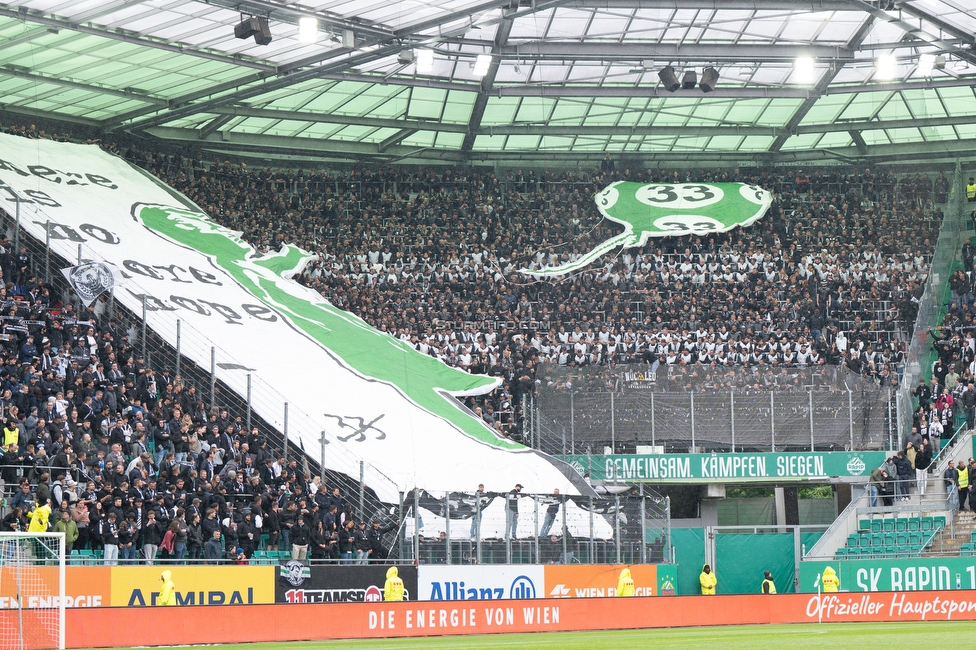 Rapid Wien - Sturm Graz
Oesterreichische Fussball Bundesliga, 31. Runde, SK Rapid Wien - SK Sturm Graz, Weststadion Wien, 18.05.2024. 

Foto zeigt Fans von Sturm mit einer Choreografie
