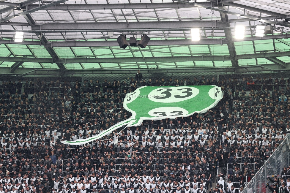 Rapid Wien - Sturm Graz
Oesterreichische Fussball Bundesliga, 31. Runde, SK Rapid Wien - SK Sturm Graz, Weststadion Wien, 18.05.2024. 

Foto zeigt Fans von Sturm mit einer Choreografie
